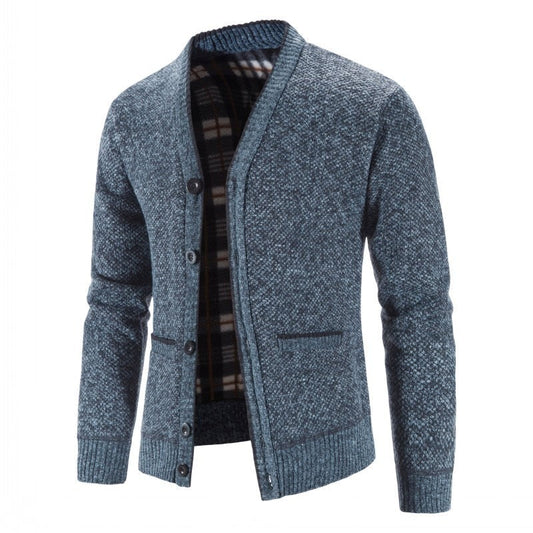 Men's Winter Thick Knitted Cardigan Sweatercoat - Slim Fit