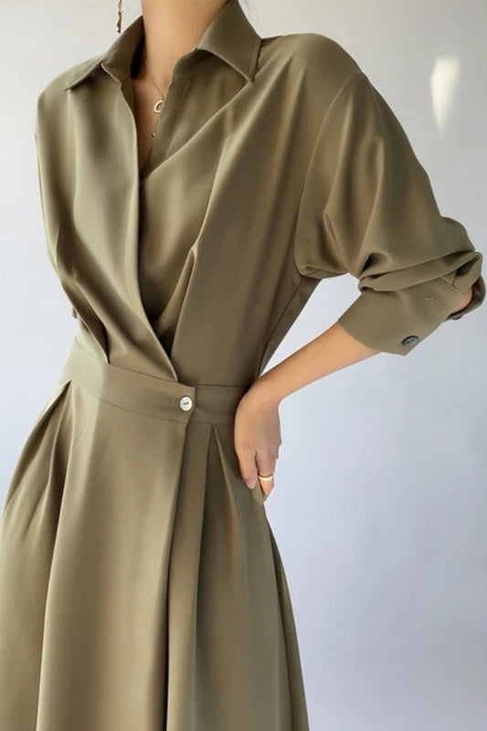 Midi Shirt Dress with Long Sleeves for Spring